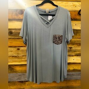 Blue with gold pocket